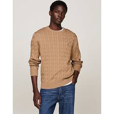 Tommy Hilfiger Classics Cable Knit Crew Neck Jumper SAFARI CANVAS