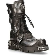 New Rock 107-S2 Black/Silver Gothic Leather Boots