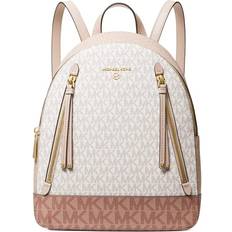 Michael Kors Beige Backpacks Michael Kors Brooklyn Logo Medium Backpack - White/Beige