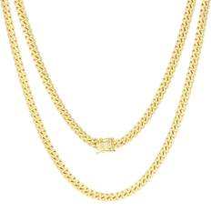 Solid Miami Cuban Link Chain Pendant Necklace 5mm - Gold