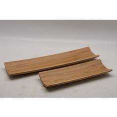 Bed Bath & Beyond Set of 2 BAMBOO curvy Serving Tray 2pcs