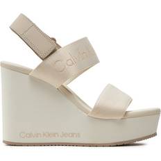 Sandali con tacco Calvin Klein Sandali Wedge Webbing In Mtl YW0YW01479 Écru