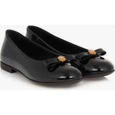 Versace Girls Black Patent Leather Ballerina Shoes