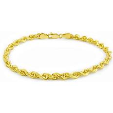 Jewelry Nuragold Sold by: 14k Yellow 3mm Rope Chain Diamond Cut Bracelet or Anklet Mens Womens Jewelry