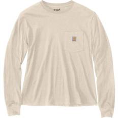 Carhartt Women's Loose Fit Lightweight Long-Sleeve Crewneck Pocket T-Shirt White