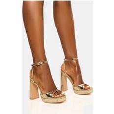 Public Desire Resist Gold Peep Toe Barely There Platform Heels gold US 36