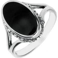Oval Rope Edge Ring - Silver/Black