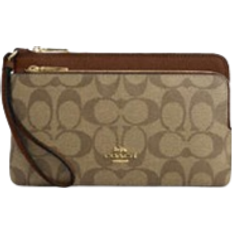 Coach Double Zip Wallet In Signature Canvas - Gold/Khaki Saddle 2