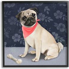 Stupell Industries Pet Pug & Bone Black Framed Art 24x24"