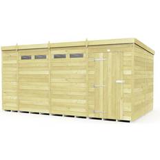 15 x 8 Feet Pent Security Shed - Single Door - Wood - L231 x W454 x H201 cm