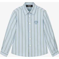 Yellow Shirts Children's Clothing Versace Boys Blue Striped Cotton Shirt