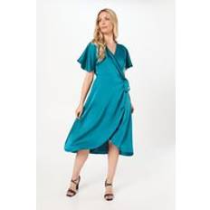 Clothing Wallis Satin Wrap Midaxi Dress Teal