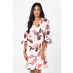 Clothing Wallis Petite Floral Print Ruffle Hem Shift Dress Pink