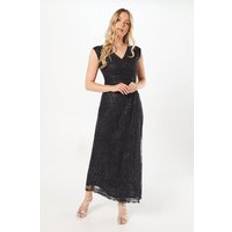 Clothing Wallis Occasion Sequin Lace Wrap Maxi Dress Black