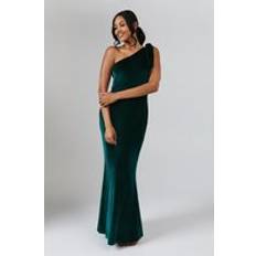 Clothing Coast Bow One Shoulder Velvet Bridesmaids Maxi Dress Emerald