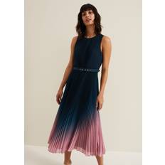 Phase Eight Women's Simara Ombre Chiffon Midi Pleat Dress Multi-Coloured