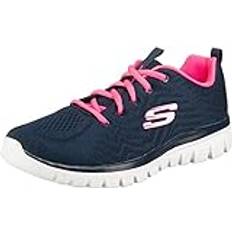 Skechers Graceful Get Connected Zapatillas Mujer - Navy Mesh Hot Pink Trim