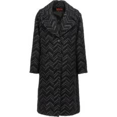 Missoni Zig Zag faux shearling-trimmed coat black UK 14