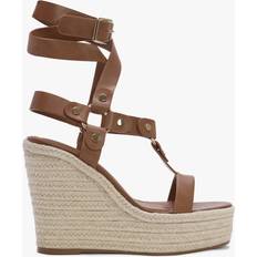 Leather Espadrilles Daniel Serenity Tan Leather Ankle Tie Wedge Espadrilles 38, Colo