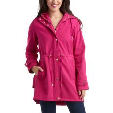 Jessica Simpson Women's Jacket – Water Resistant Softshell Raincoat, Ruffle Back Long Hooded Rain Jacket for Women, S-XL, Medium, Fuchsia