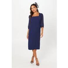 Clothing Wallis Square Neck Contrast Sleeve Pencil Dress Navy