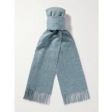 Loro Piana Scarfs Loro Piana Fringed Cashmere Scarf Men Blue