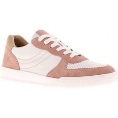 Leather Collection womens trainers chant suede lace up white pink siz