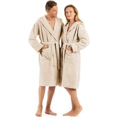 Unisexo Batas Terry Towelling Hooded Bathrobe - Beige