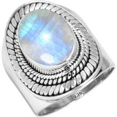 Moonstone Rings Jeweloporium Sold by: Natural Rainbow Moonstone Women 925 Sterling Silver Ring