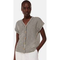 M - Woman Blouses Whistles Jilly Stripe Button Top, Black/Ivory