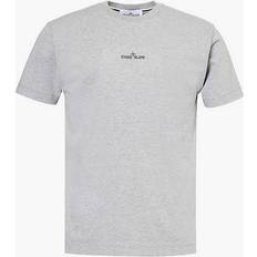 Stone Island T-shirts Stone Island Mens Melange Grey Branded-print Short-sleeved Cotton-jersey T-shirt MELANGE GREY