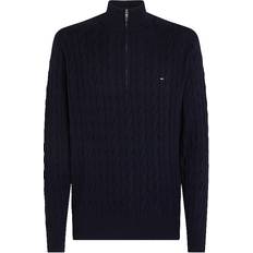 Vêtements Tommy Hilfiger Quarter Zip Cable Knit Jumper - Navy