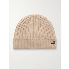 Loro Piana Accessories Loro Piana Logo-Embroidered Ribbed Cashmere Beanie Men Neutrals