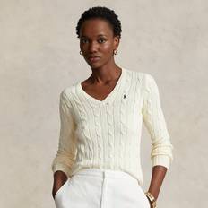 Polo Ralph Lauren Sweaters Polo Ralph Lauren Cable-Knit Cotton V-Neck Sweater in Cream