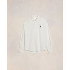 Red - Unisex Shirts Ami Paris Heart Button Down Oxford Shirt - Natural White