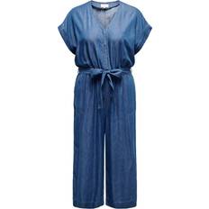 Jumpsuits & Overalls reduziert Only CARMAKOMA Jumpsuit, V-Ausschnitt, Denim-Look, für Damen, blau, 54/32