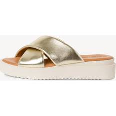 Tamaris Cross Bandage Mules Gold