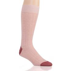 Linen Socks Pantherella Men's Hamada Linen Blend 8x3 Rib Crew Sock in Pink 5807 HisRoom.com