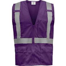 Purple Work Vests Standard Safety Vest w/ Zipper & Radio Clips Purple/4X-Large