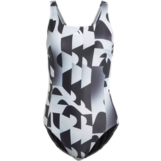 Swimming Swimsuits adidas Women's 3-Stripes Graphic V-Back Swimsuit - Black