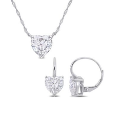 Macy's Women Jewelry Sets Macy's Moissanite in 10K Gold Heart Solitaire Necklace and Earrings Set, Piece Moissanite