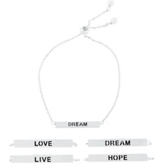 Macy's Silver Plated Bracelets Macy's Inspirational Love, Hope, Live, Dream Sided Bar Adjustable Bracelet In Silver Plated Silver