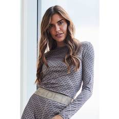 Bruna Blusar Hype The Detail Printed Blus, F�rg: Brown, XL, Kvinnor
