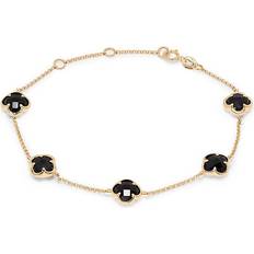 Effy Women Jewelry Effy Women's 14K Yellow Gold & Onyx Clover Station Bracelet one-size