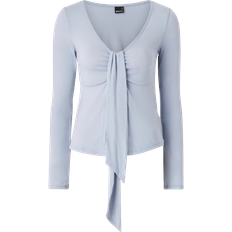 Gina Tricot Tie Front Long Sleeve Top - Zen Blue