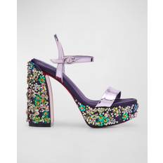 Christian Louboutin Multicolored Slippers & Sandals Christian Louboutin Movida Jane Beaded Red Sole Platform Sandals MULTI 6.5B 36.5EU