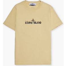 Stone Island Tops Children's Clothing Stone Island Boys Tural Beige Kids Brand-flocked Relaxed-fit Cotton-jersey T-shirt 4-14 Years NATURAL BEIGE