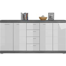 Grau Sideboards Xonox Home High-Gloss Smoke Silver Sideboard 165x85cm