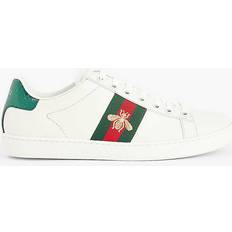 Gucci Shoes Gucci Mens Bianco Verd Ace Bee-embroidered Leather Low-top Trainers Eur Men