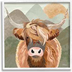 Stupell Industries Highland Cattle White Framed Art 12x12"